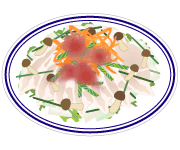 野菜と豚しゃぶの梅肉ソース