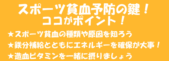 スポーツ貧血予防の鍵！ココがポイント！